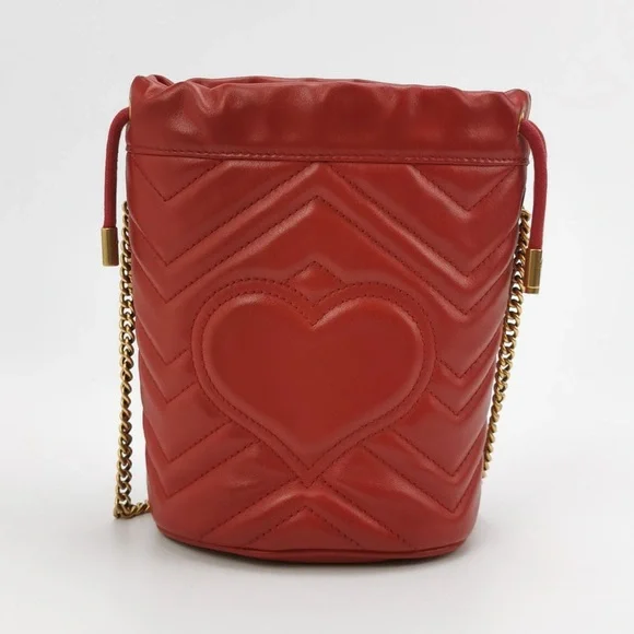 Gucci Red and Gold Mini Bag with Chevron Quilting - Picture 4 of 14